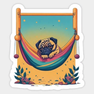 Pug on a hammock Sticker